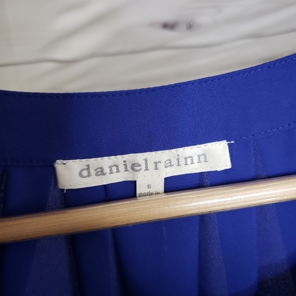 Daniel Rainn Flowy Blue Peasant Blouse Boho Bohemian Summer Sheer Casual Office - Picture 4 of 5